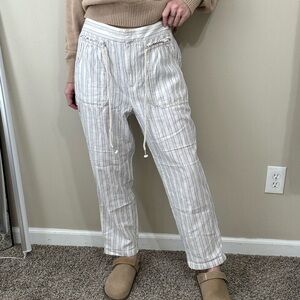 Anthropologie striped linen ankle pants, size medium